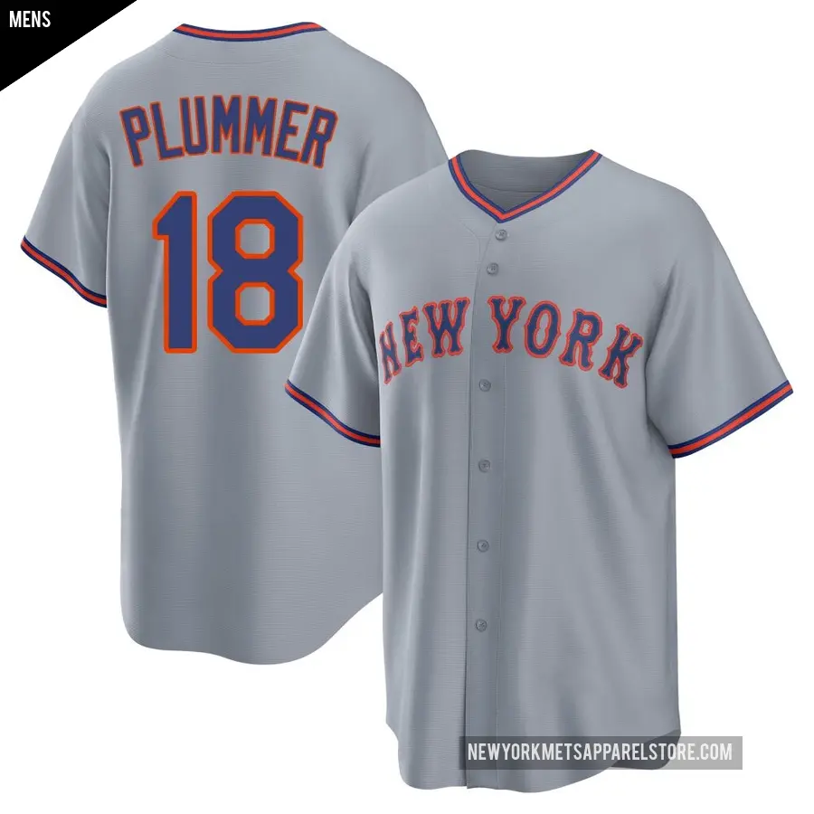 Men's New York Mets ＃18 Nick Plummer Replica Gray Away 2.0 Jersey