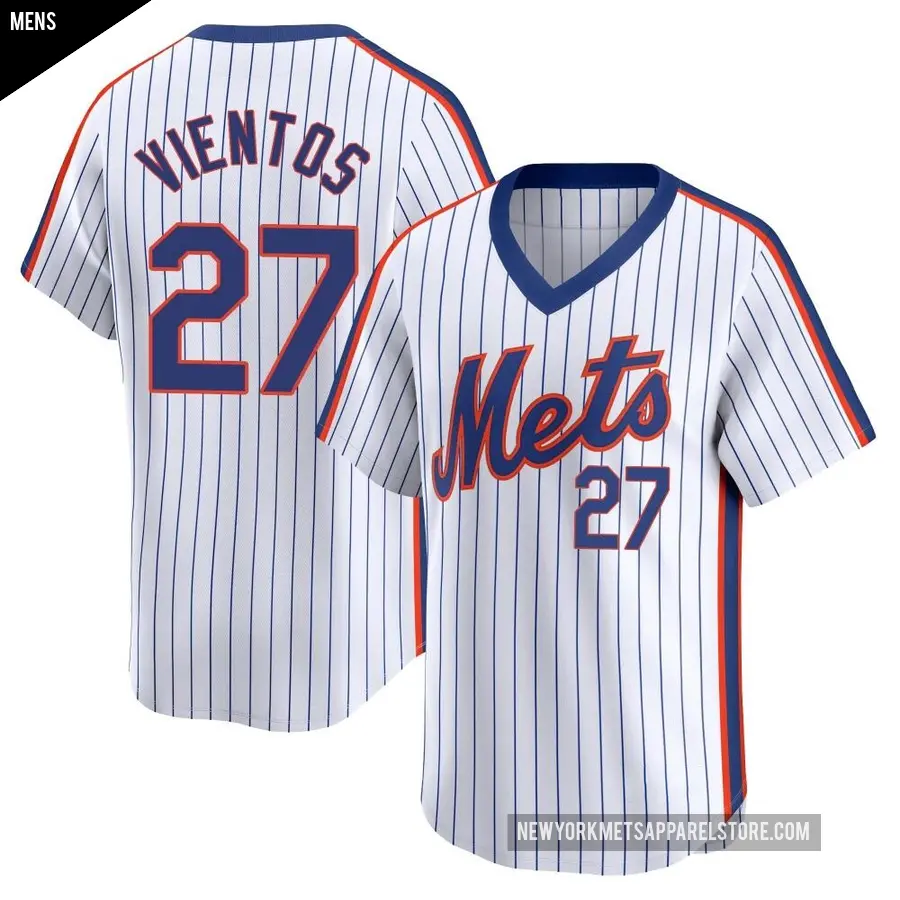 Men's New York Mets ＃27 Mark Vientos Limited White Cooperstown Collection Jersey