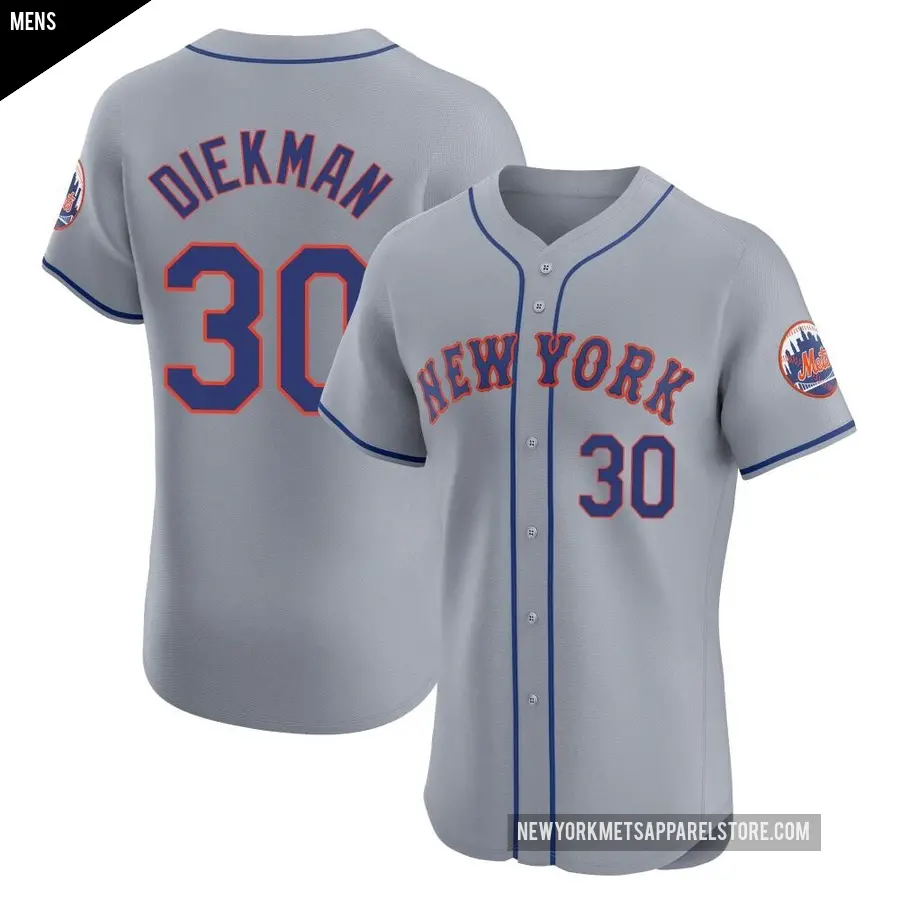 Men's New York Mets ＃30 Jake Diekman Elite Gray Road Jersey