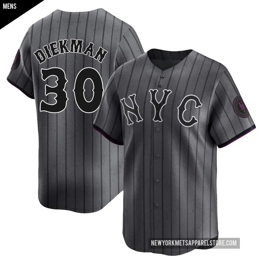 Men's New York Mets ＃30 Jake Diekman Limited Graphite 2024 City Connect Jersey
