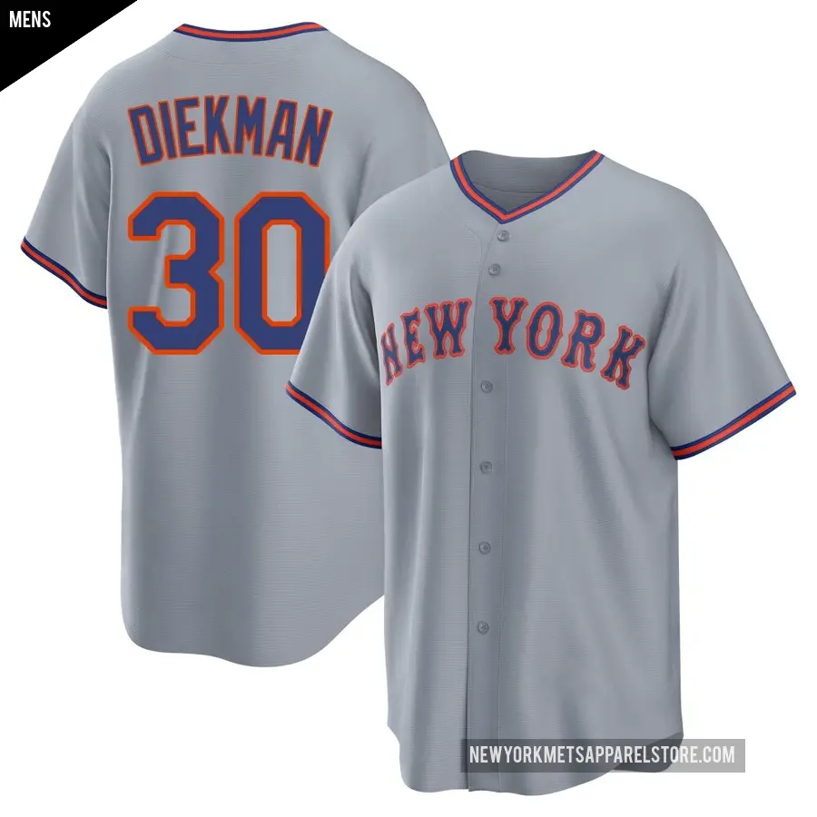 Men's New York Mets ＃30 Jake Diekman Replica Gray Away 2.0 Jersey