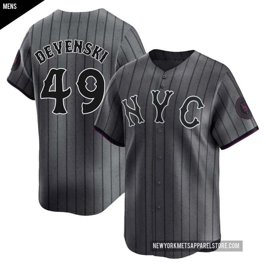 Men's New York Mets ＃49 Chris Devenski Limited Graphite 2024 City Connect Jersey
