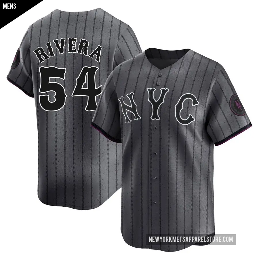 Men's New York Mets ＃54 T.J. Rivera Limited Graphite 2024 City Connect Jersey
