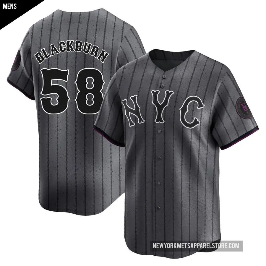 Men's New York Mets ＃58 Paul Blackburn Limited Black Graphite 2024 City Connect Jersey