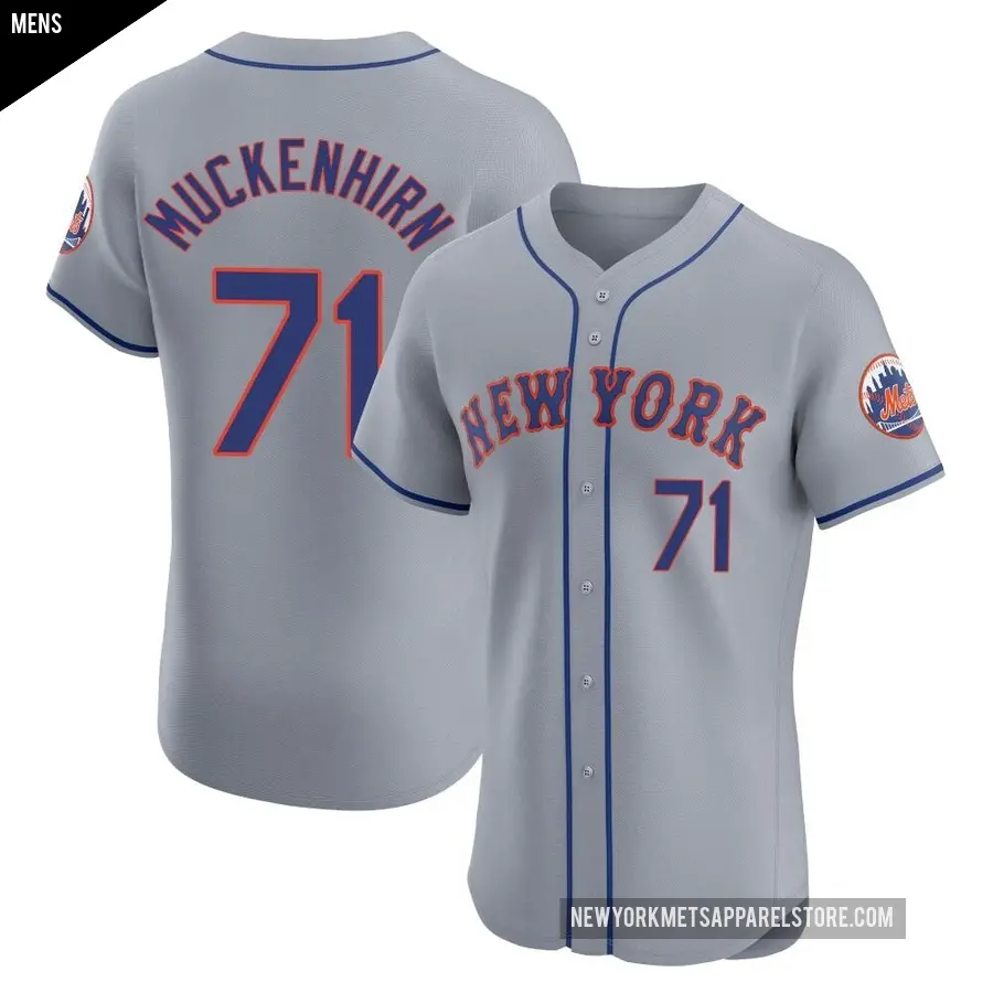 Men's New York Mets ＃71 Zach Muckenhirn Elite Gray Road Jersey