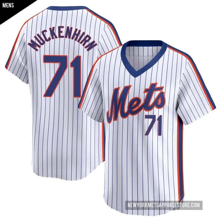 Men's New York Mets ＃71 Zach Muckenhirn Limited White Cooperstown Collection Jersey