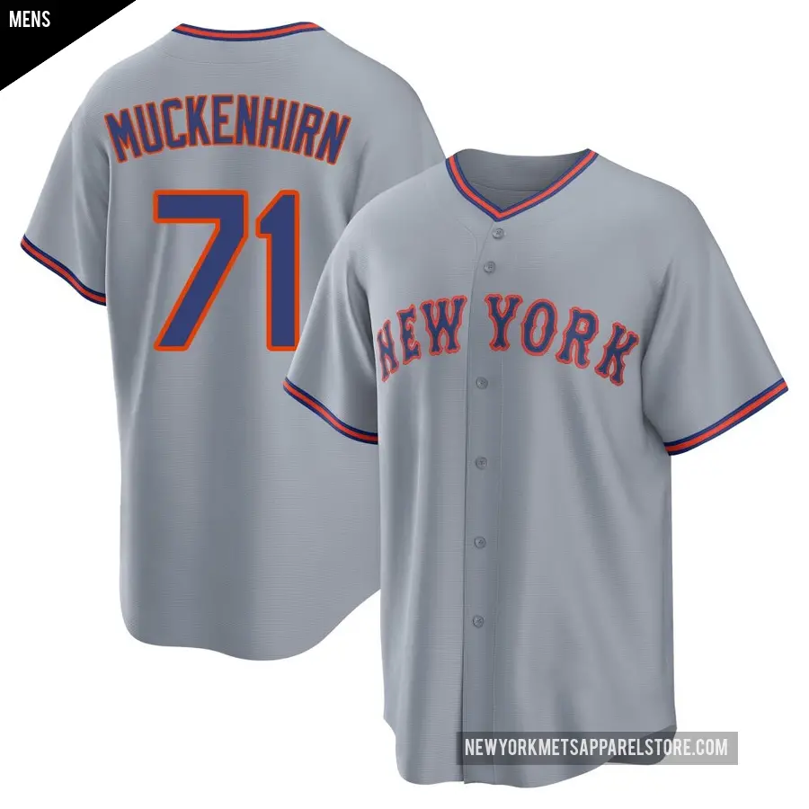 Men's New York Mets ＃71 Zach Muckenhirn Replica Gray Away 2.0 Jersey