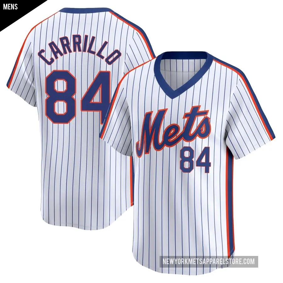 Men's New York Mets ＃84 Alejandro Carrillo Limited White Cooperstown Collection Jersey