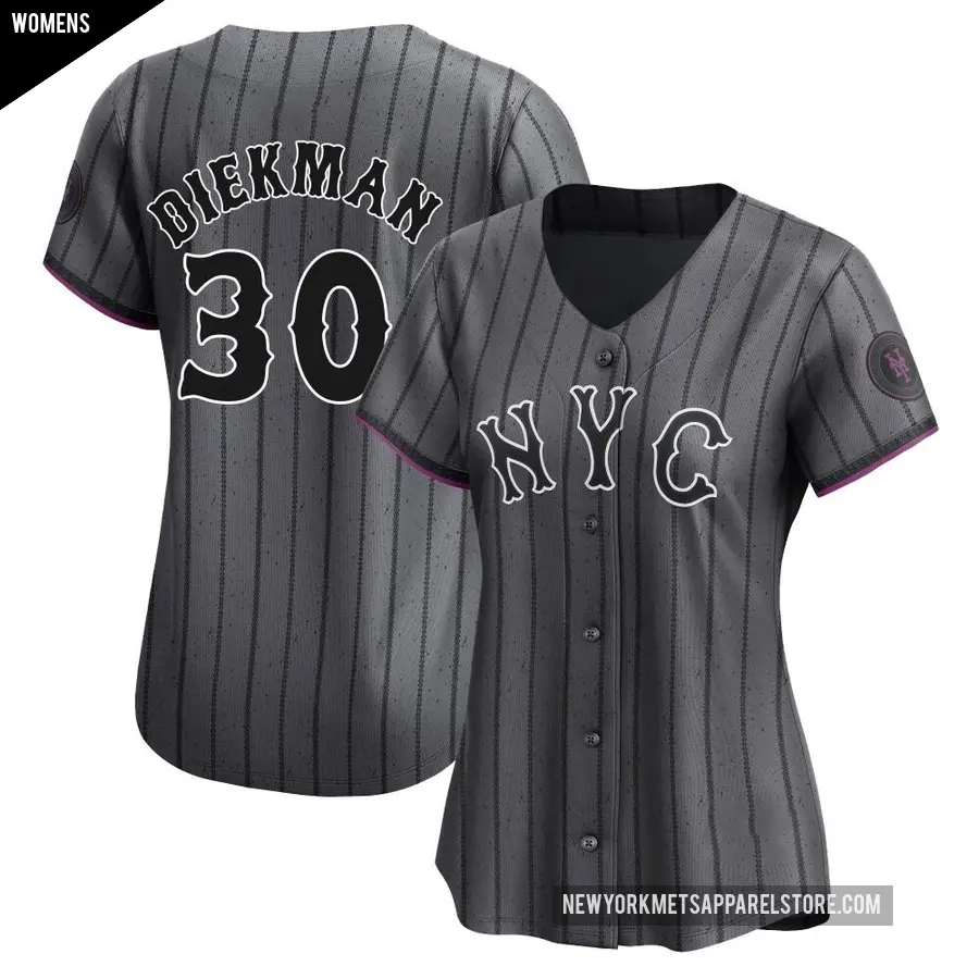 Women's New York Mets ＃30 Jake Diekman Limited Graphite 2024 City Connect Jersey
