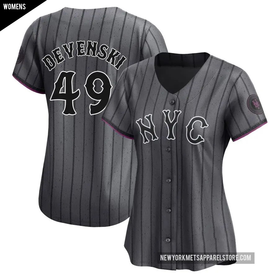 Women's New York Mets ＃49 Chris Devenski Limited Graphite 2024 City Connect Jersey