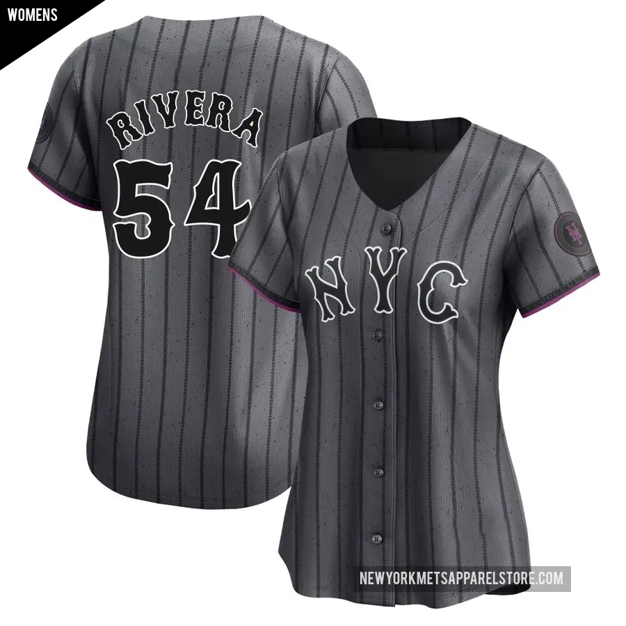 Women's New York Mets ＃54 T.J. Rivera Limited Graphite 2024 City Connect Jersey