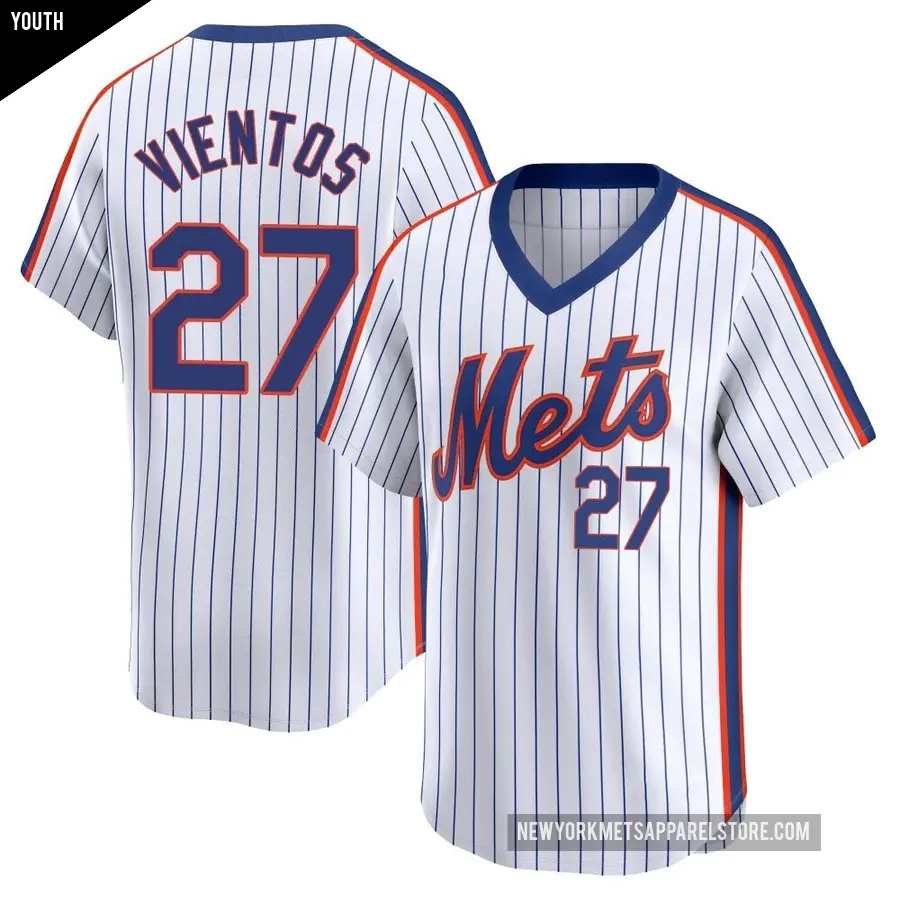 Youth New York Mets ＃27 Mark Vientos Limited White Cooperstown Collection Jersey