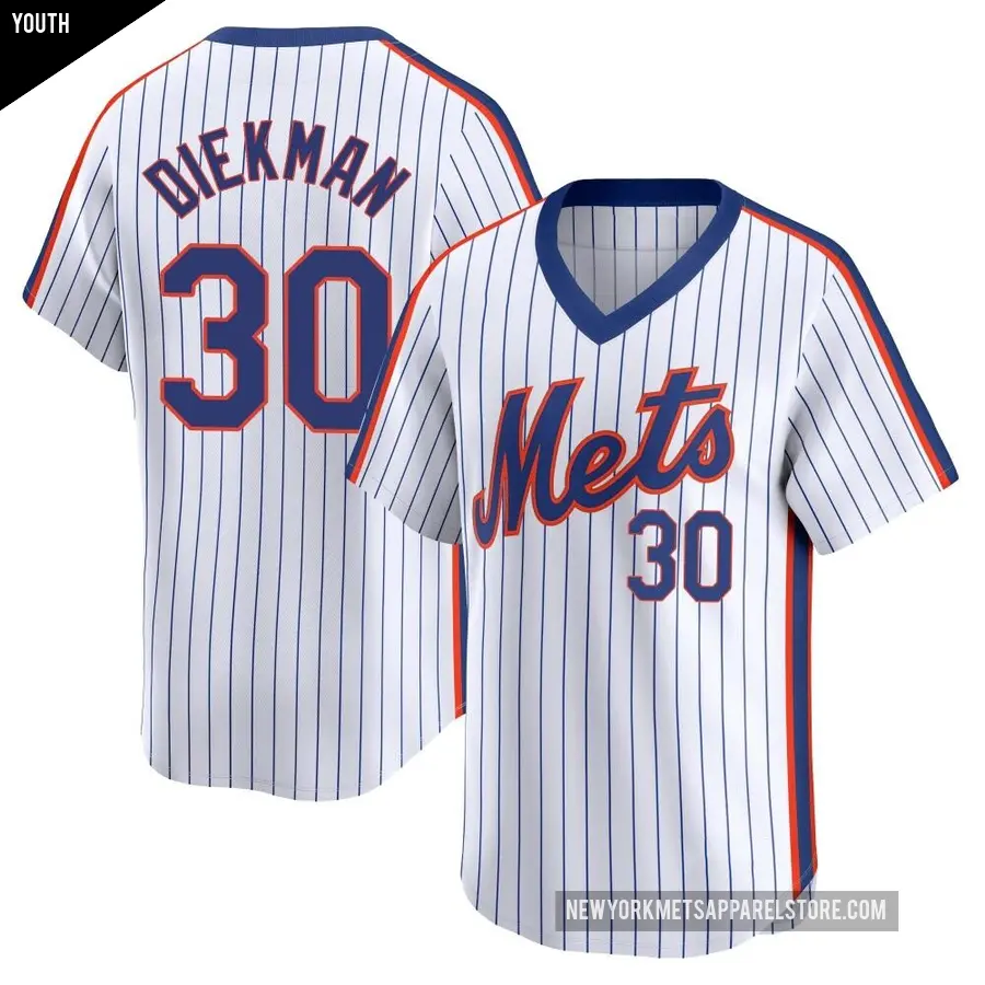 Youth New York Mets ＃30 Jake Diekman Limited White Cooperstown Collection Jersey
