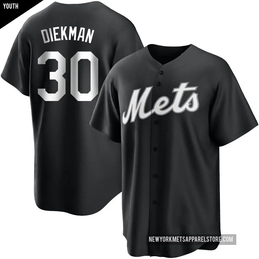 Youth New York Mets &#65283;30 Jake Diekman Replica Black/White Jersey