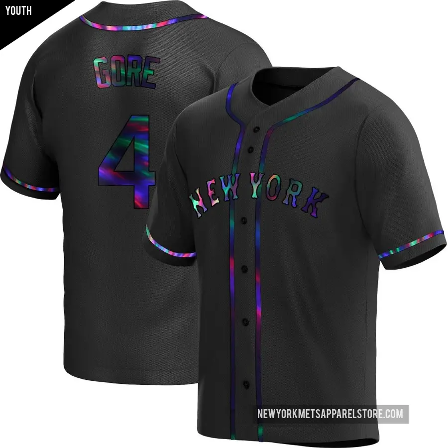 Youth New York Mets &#65283;4 Terrance Gore Replica Black Holographic Alternate Jersey