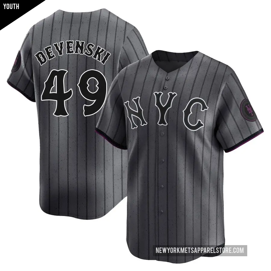 Youth New York Mets ＃49 Chris Devenski Limited Graphite 2024 City Connect Jersey