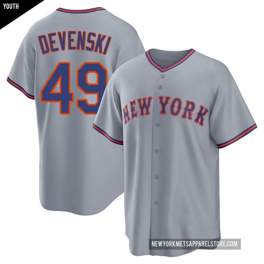 Youth New York Mets ＃49 Chris Devenski Replica Gray Away 2.0 Jersey