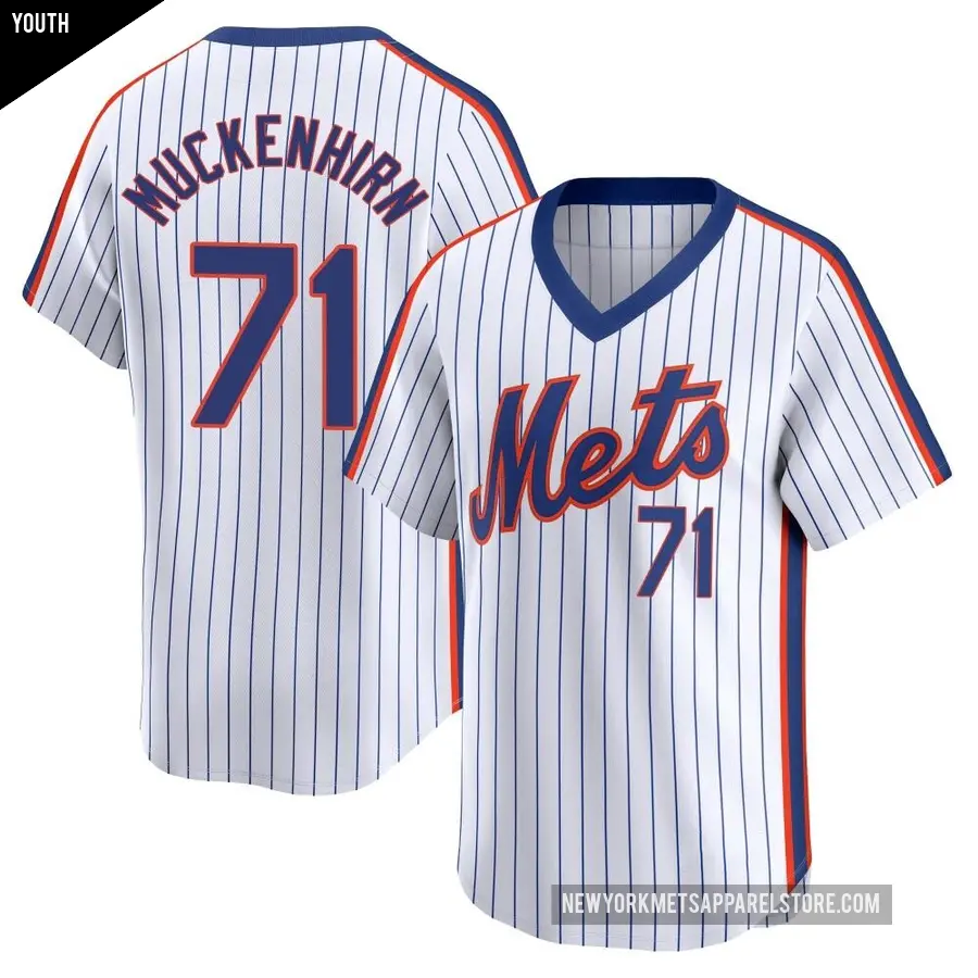 Youth New York Mets ＃71 Zach Muckenhirn Limited White Cooperstown Collection Jersey