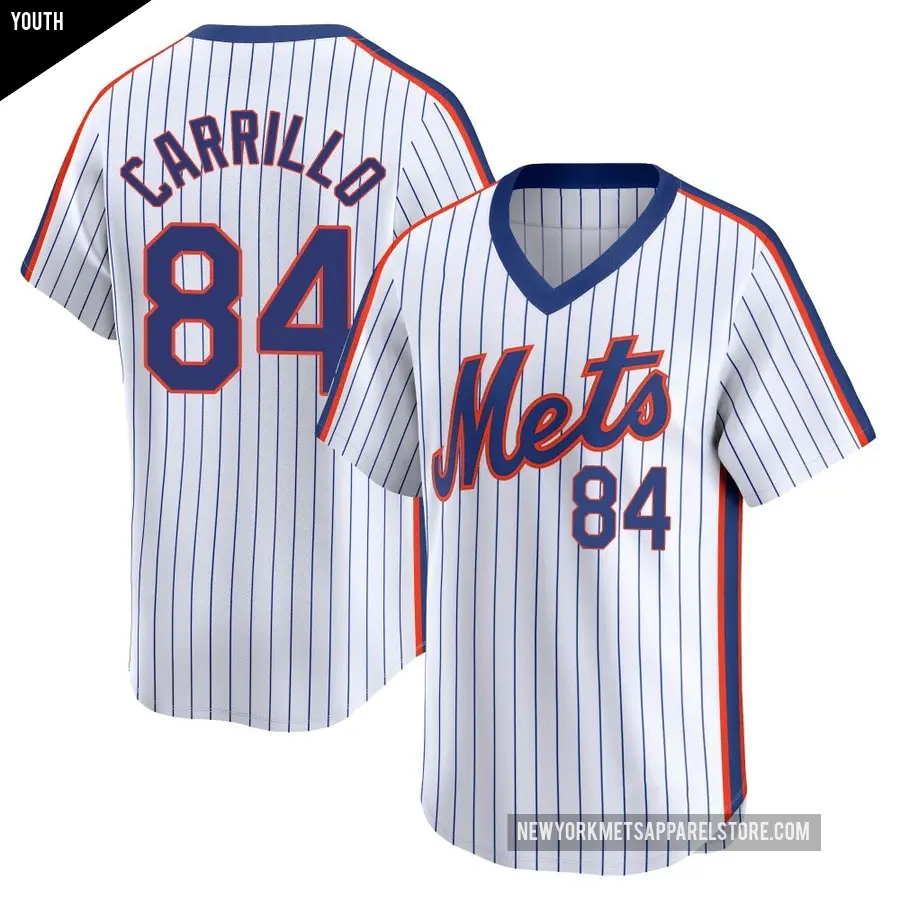 Youth New York Mets ＃84 Alejandro Carrillo Limited White Cooperstown Collection Jersey